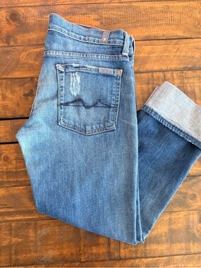 7 For All Mankind Cropped Cuffed Jeans, Women’s Size 28